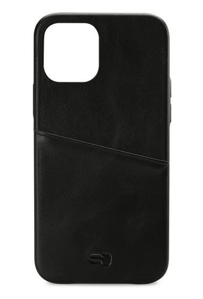 Senza Pure Leather Cover With Card Slot Apple Iphone 12 Mini Deep Black - Essentify