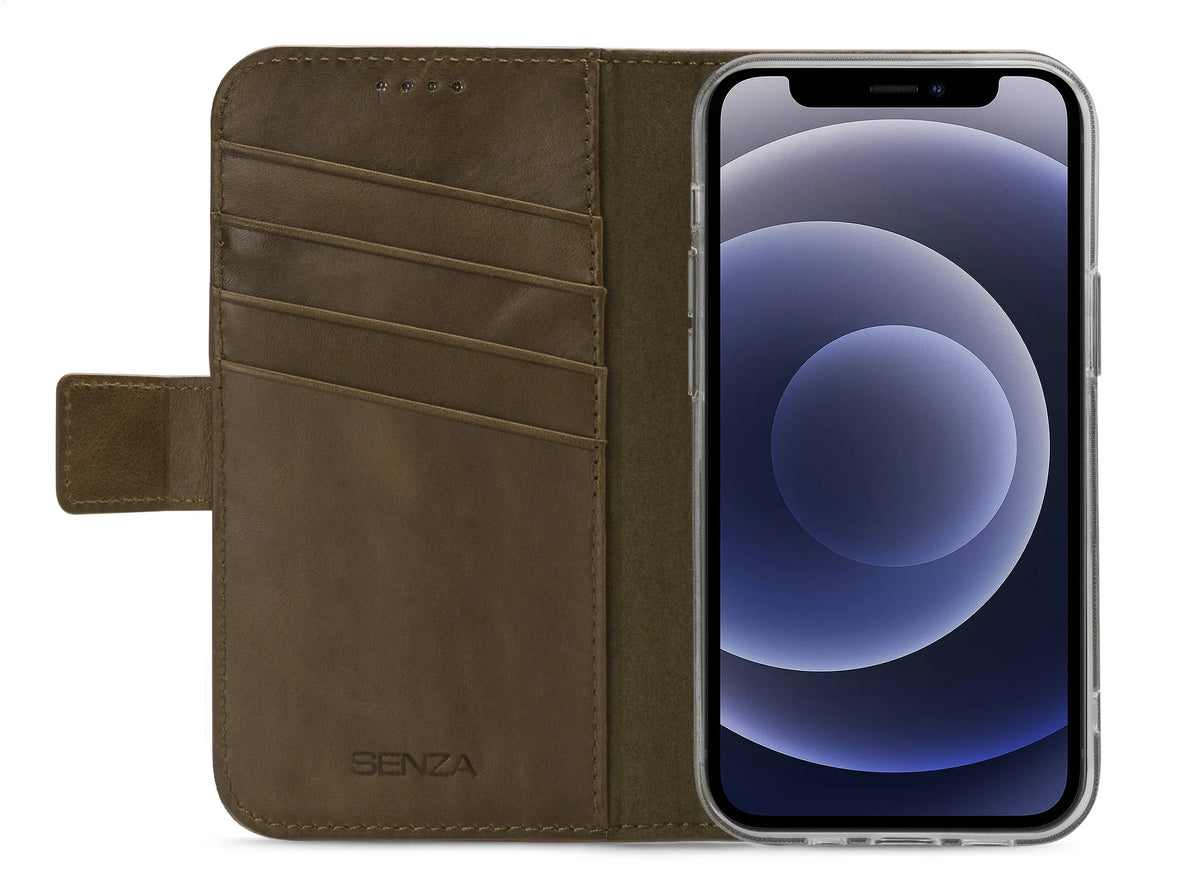 Senza Desire Leather Wallet Apple Iphone 12 Mini Burned Olive - Essentify