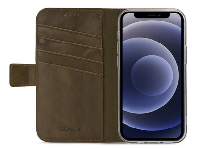 Senza Desire Leather Wallet Apple Iphone 12 Mini Burned Olive - Essentify