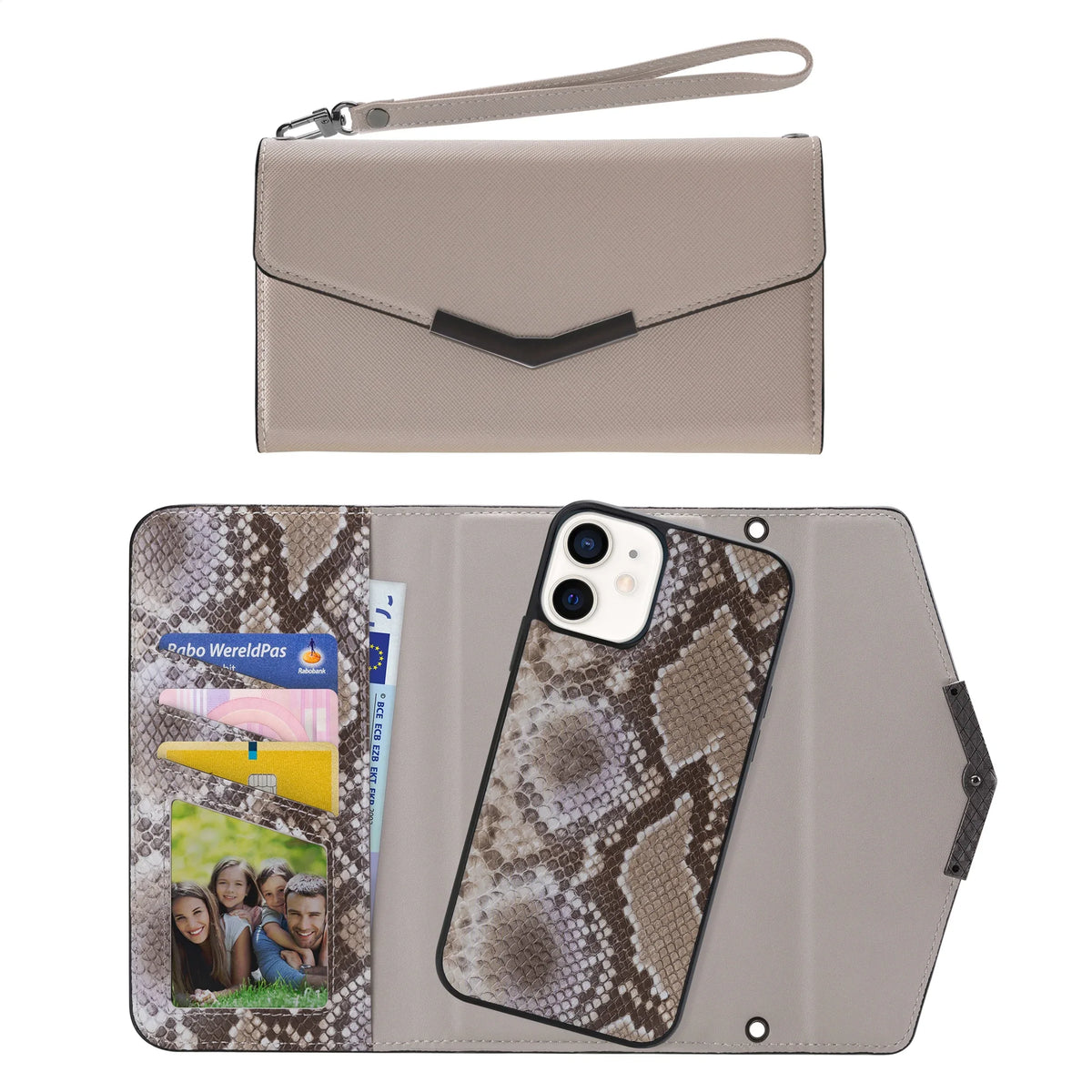 Mobilize 2In1 Elegant Magnet Clutch Apple Iphone 12 Mini Beige Snake - Essentify