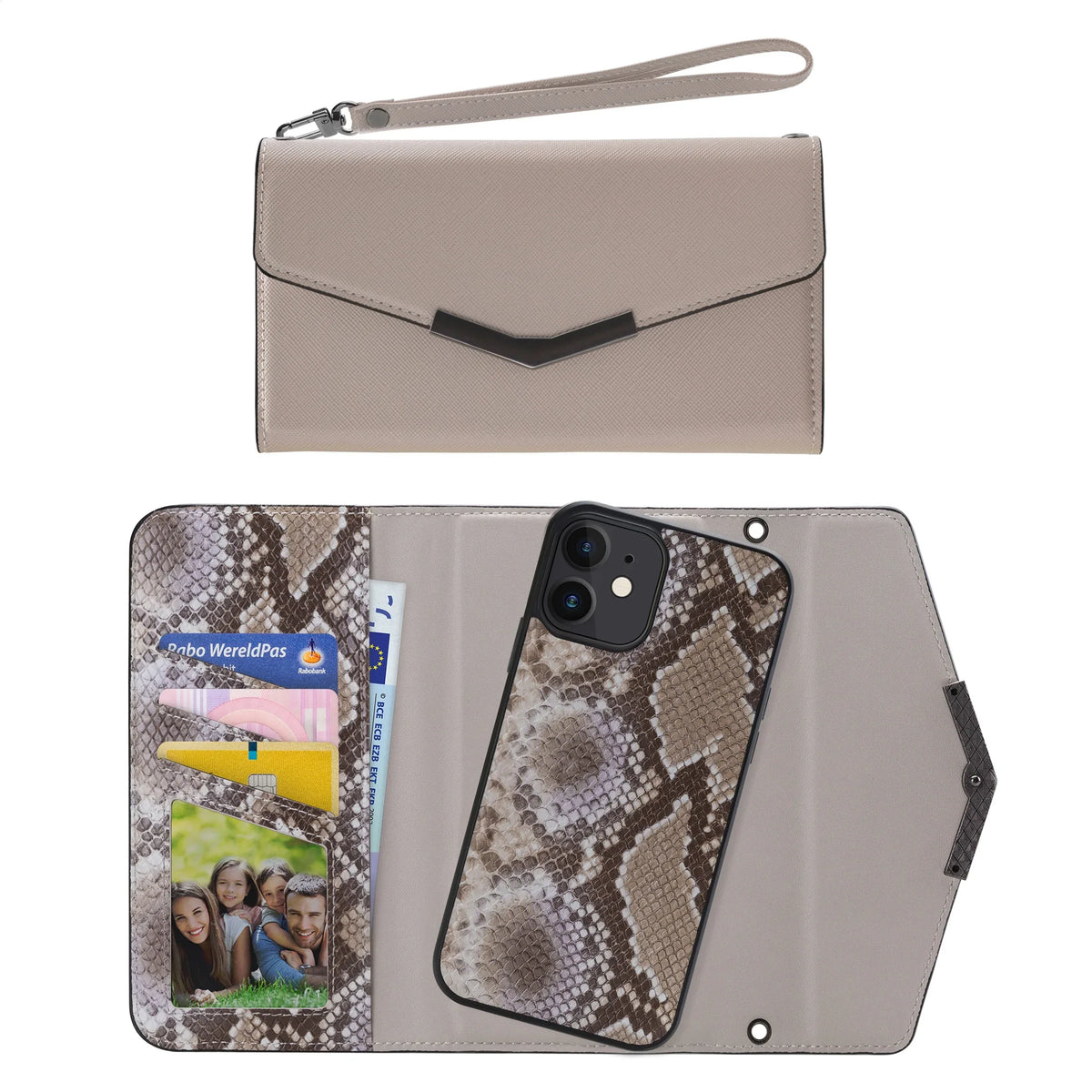 Mobilize 2In1 Elegant Magnet Clutch Apple Iphone 12/12 Pro Beige Snake - Essentify