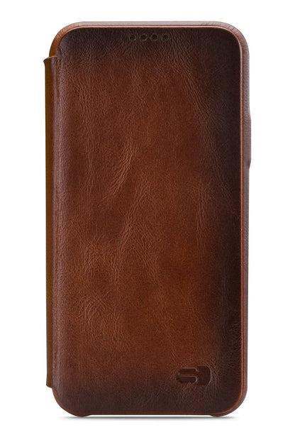Senza Desire Skinny Leather Booklet Apple Iphone 6/6S Burned Cognac - Essentify