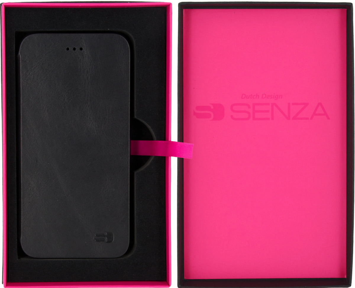 Senza Pure Skinny Leather Booklet Apple Iphone 6/6S Deep Black - Essentify