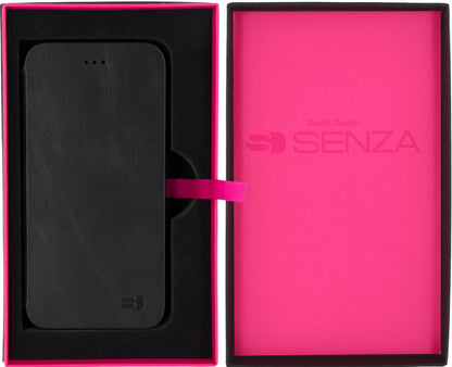 Senza Pure Skinny Leather Booklet Apple Iphone 6/6S Deep Black - Essentify