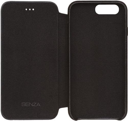 Senza Pure Skinny Leather Booklet Apple Iphone 7 Plus/8 Plus Deep Black - Essentify