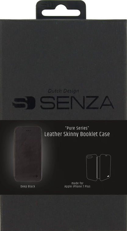 Senza Pure Skinny Leather Booklet Apple Iphone 7 Plus/8 Plus Deep Black - Essentify
