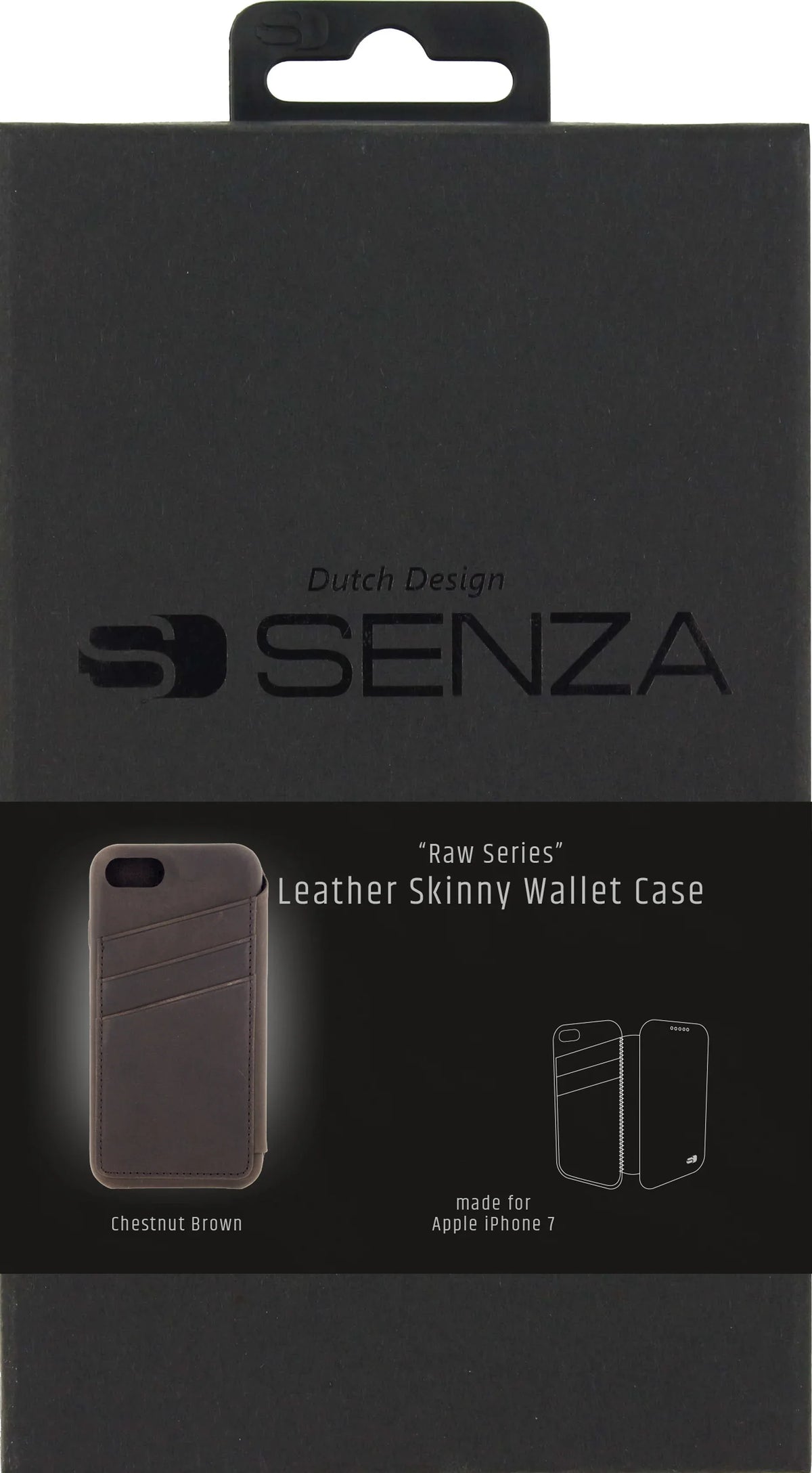 Senza Raw Skinny Leather Wallet Apple Iphone 7/8/Se (2020/2022) Chestnut Brown - Essentify