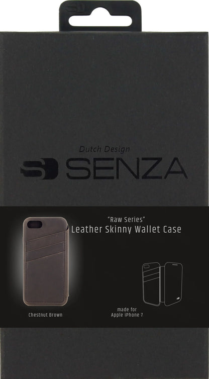 Senza Raw Skinny Leather Wallet Apple Iphone 7/8/Se (2020/2022) Chestnut Brown - Essentify