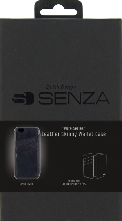 Senza Pure Skinny Leather Wallet Apple Iphone 6/6S Deep Black - Essentify