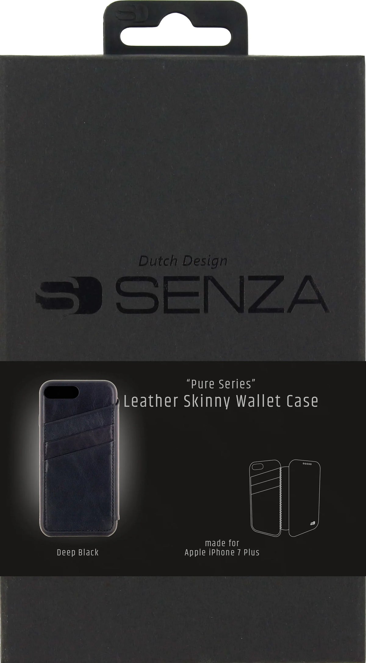 Senza Pure Skinny Leather Wallet Apple Iphone 7 Plus/8 Plus Deep Black - Essentify
