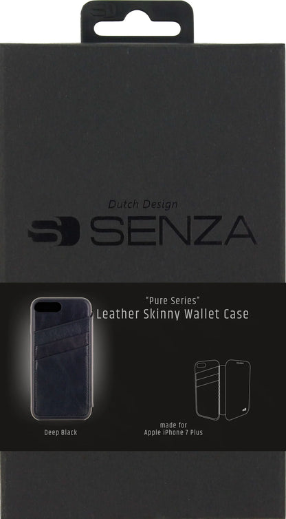 Senza Pure Skinny Leather Wallet Apple Iphone 7 Plus/8 Plus Deep Black - Essentify