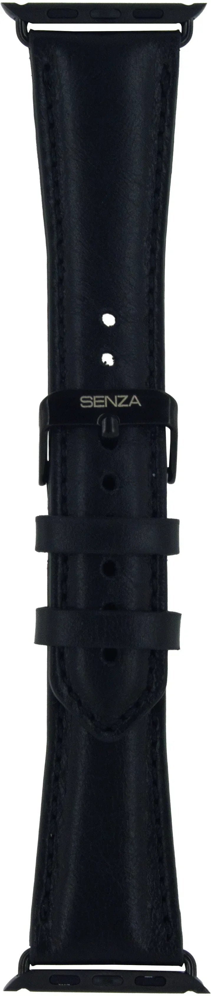 Senza Pure Leather Strap Apple Watch 38Mm Deep Black - Essentify