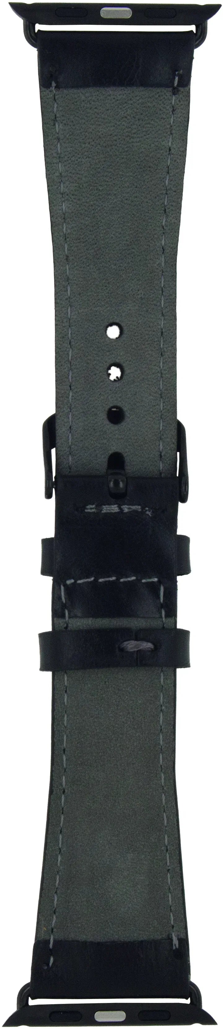 Senza Pure Leather Strap Apple Watch 42Mm Deep Black - Essentify