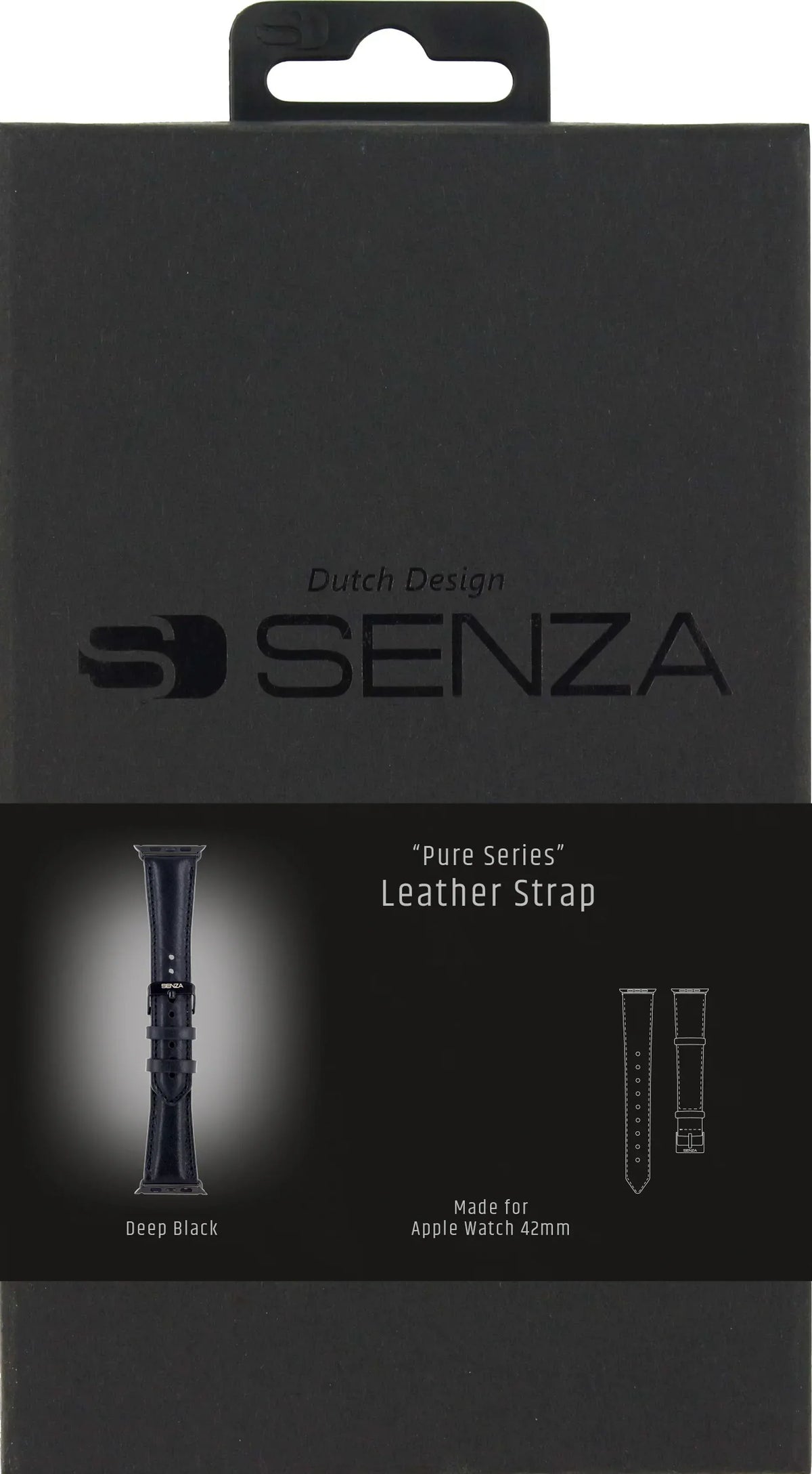 Senza Pure Leather Strap Apple Watch 42Mm Deep Black - Essentify