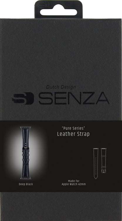 Senza Pure Leather Strap Apple Watch 42Mm Deep Black