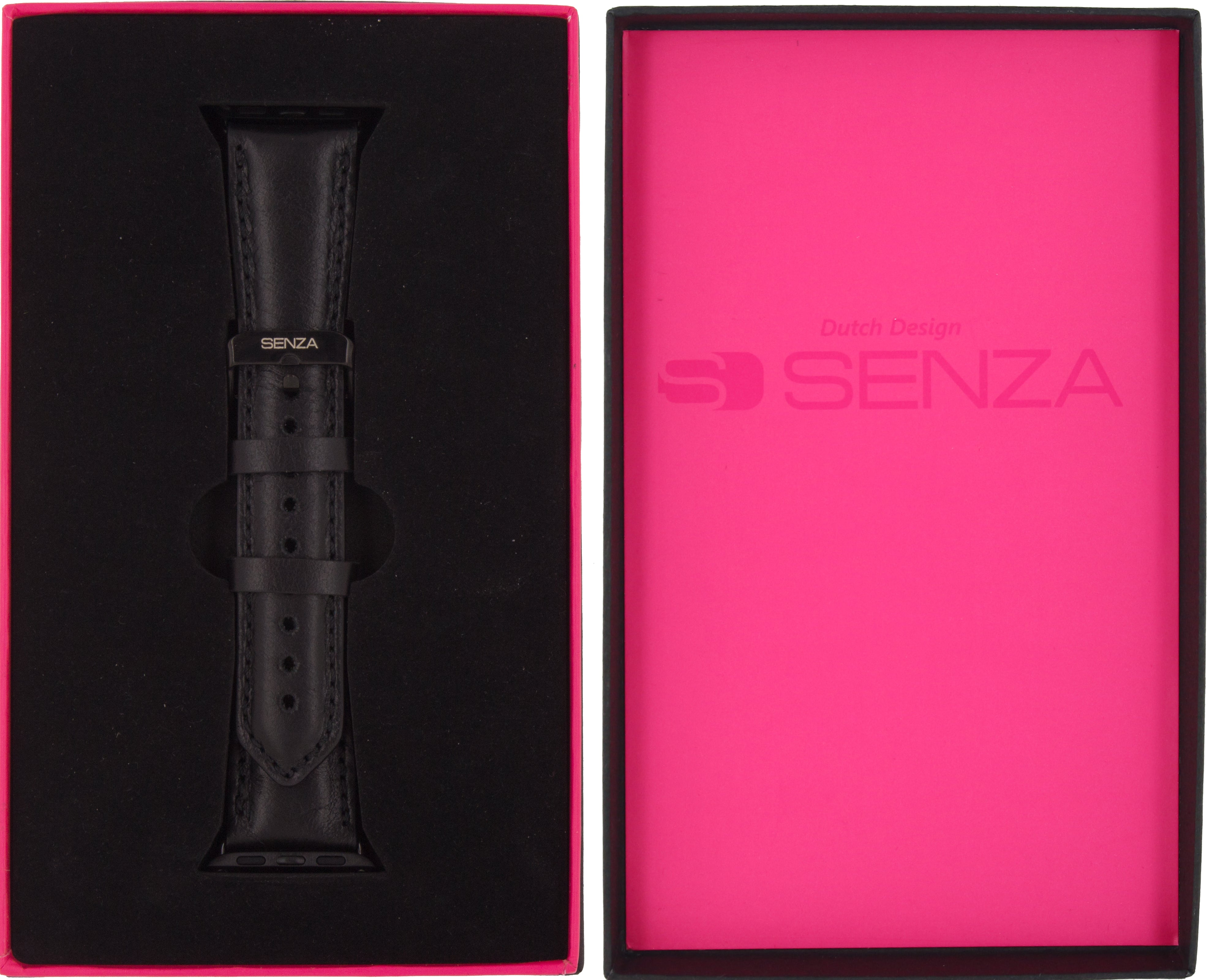 Senza Pure Leather Strap Apple Watch 42Mm Deep Black