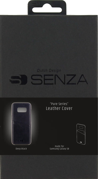 Senza Pure Leather Cover With Card Slot Samsung Galaxy S8 Deep Black - Essentify