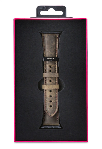 Senza Raw Leather Strap Apple Watch 42Mm Chestnut Brown