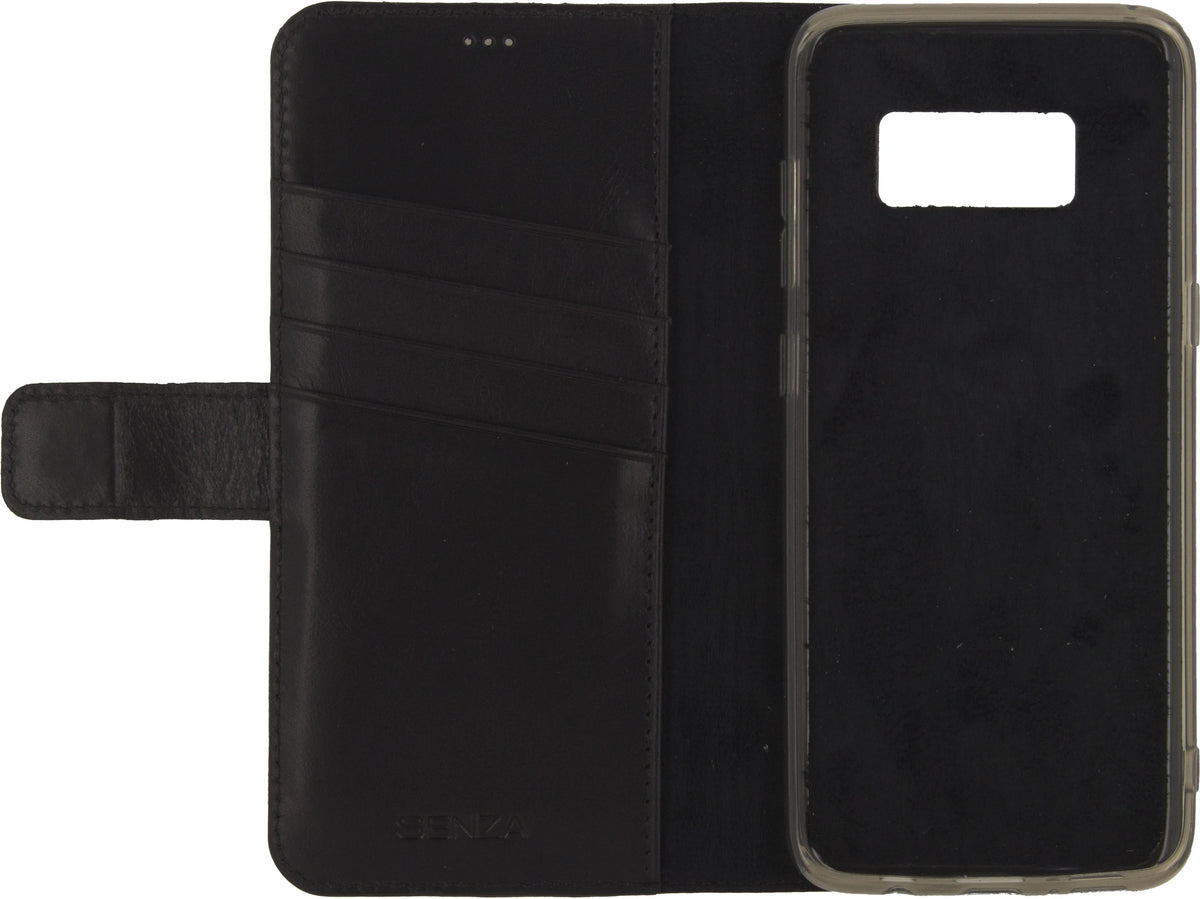 Senza Pure Leather Wallet Samsung Galaxy S8+ Deep Black - Essentify