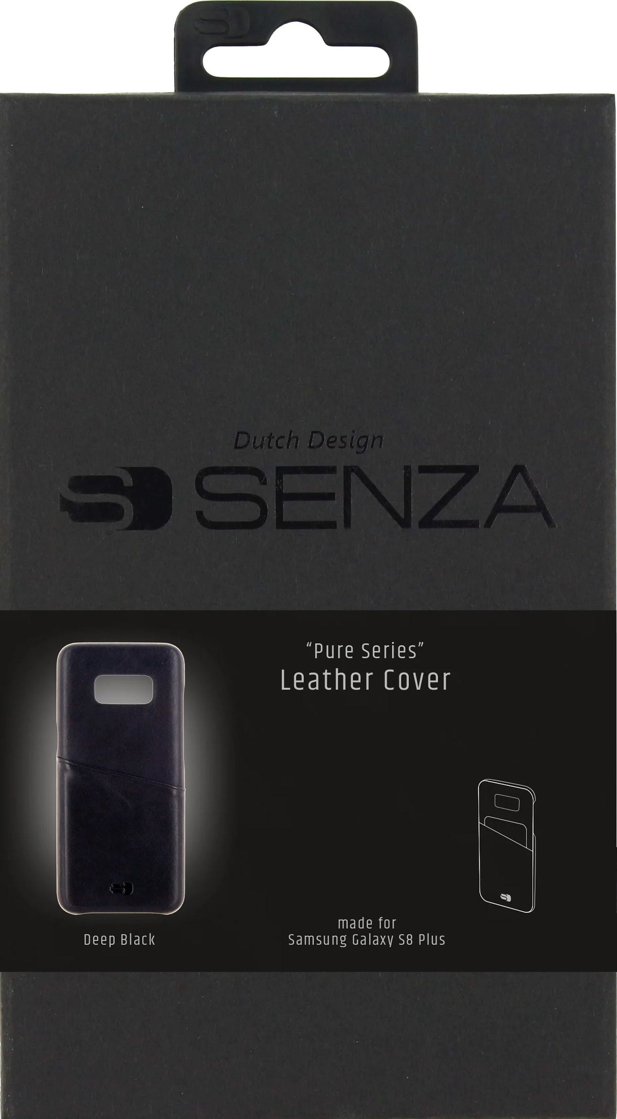 Senza Pure Leather Cover With Card Slot Samsung Galaxy S8+ Deep Black - Essentify