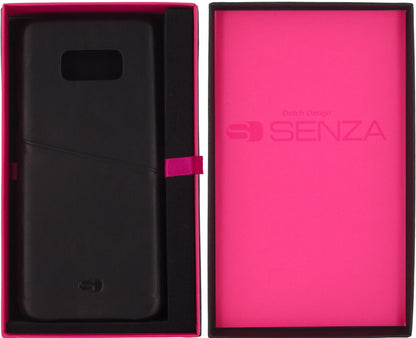 Senza Pure Leather Cover With Card Slot Samsung Galaxy S8+ Deep Black - Essentify