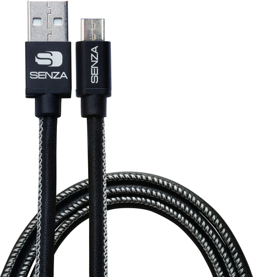 Senza Premium Leather Charge/Sync Cable Micro Usb 1.5M. 12W Black