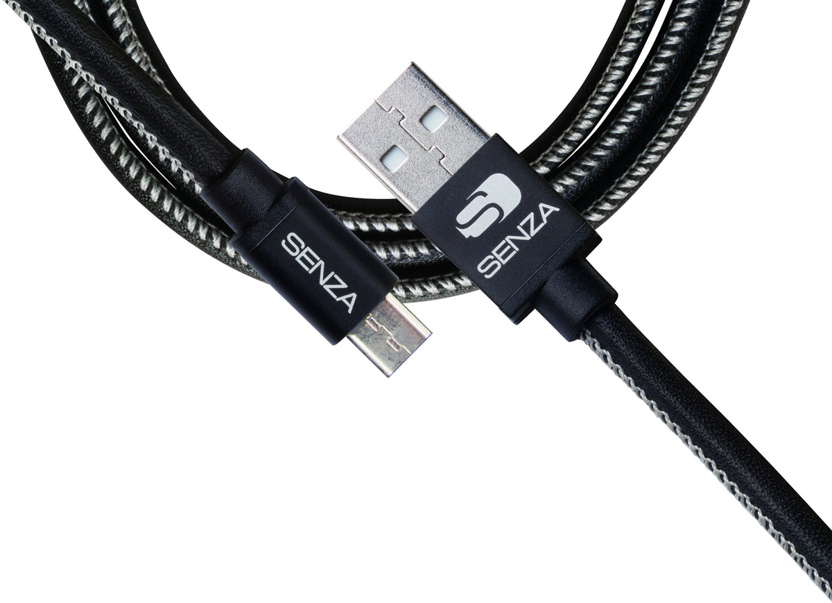 Senza Premium Leather Charge/Sync Cable Micro Usb 1.5M. 12W Black