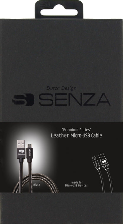 Senza Premium Leather Charge/Sync Cable Micro Usb 1.5M. 12W Black