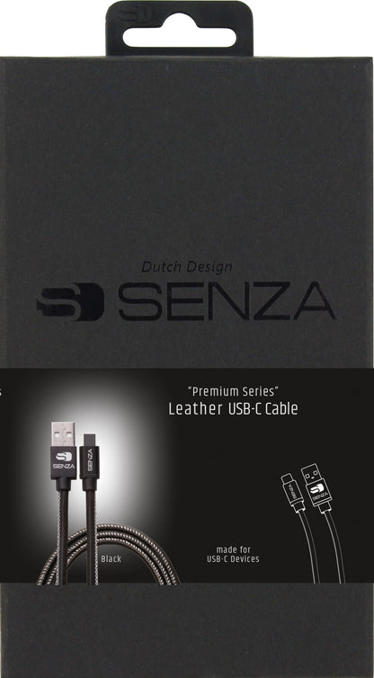 Senza Premium Leather Charge/Sync Cable Usb-C 1.5M. 15W Black
