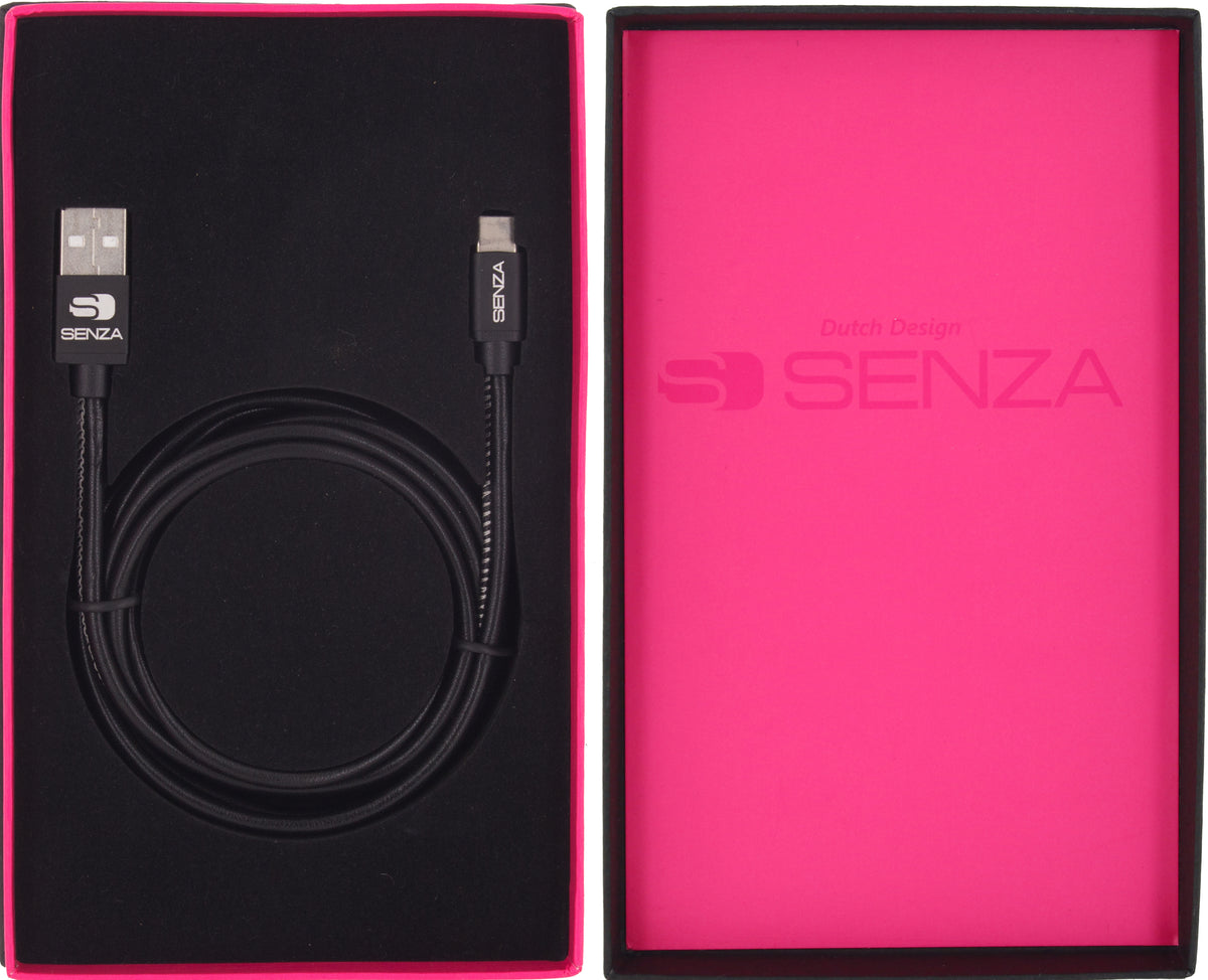 Senza Premium Leather Charge/Sync Cable Usb-C 1.5M. 15W Black