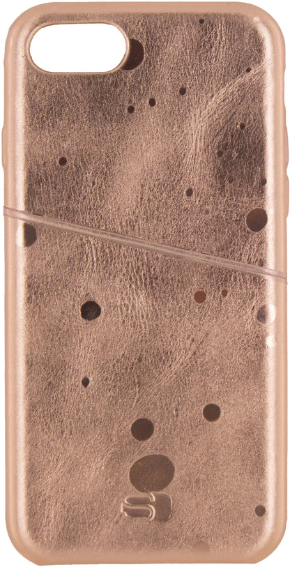 Senza Glam Leather Cover With Card Slot Apple Iphone 7/8/Se (2020/2022) Metallic Rosé - Essentify