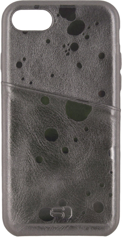 Senza Glam Leather Cover With Card Slot Apple Iphone 7/8/Se (2020/2022) Metallic Grey - Essentify