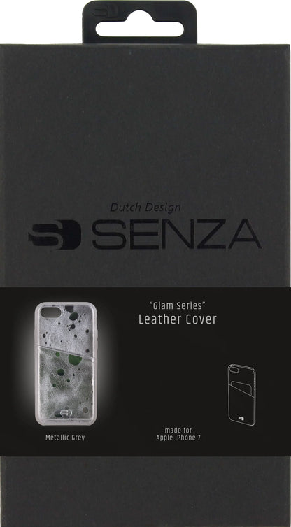 Senza Glam Leather Cover With Card Slot Apple Iphone 7/8/Se (2020/2022) Metallic Grey - Essentify