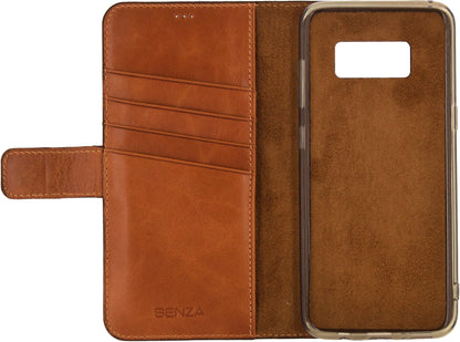 Senza Desire Leather Wallet Samsung Galaxy S8+ Burned Cognac - Essentify