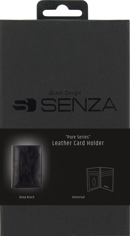 Senza Pure Leather Card Holder Deep Black - Essentify