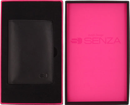 Senza Pure Leather Card Holder Deep Black - Essentify