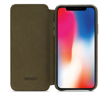 Senza Desire Skinny Leather Wallet Apple Iphone X/Xs Burned Olive - Essentify