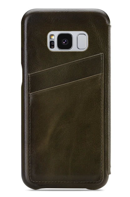 Senza Desire Skinny Leather Wallet Samsung Galaxy S8 Burned Olive - Essentify