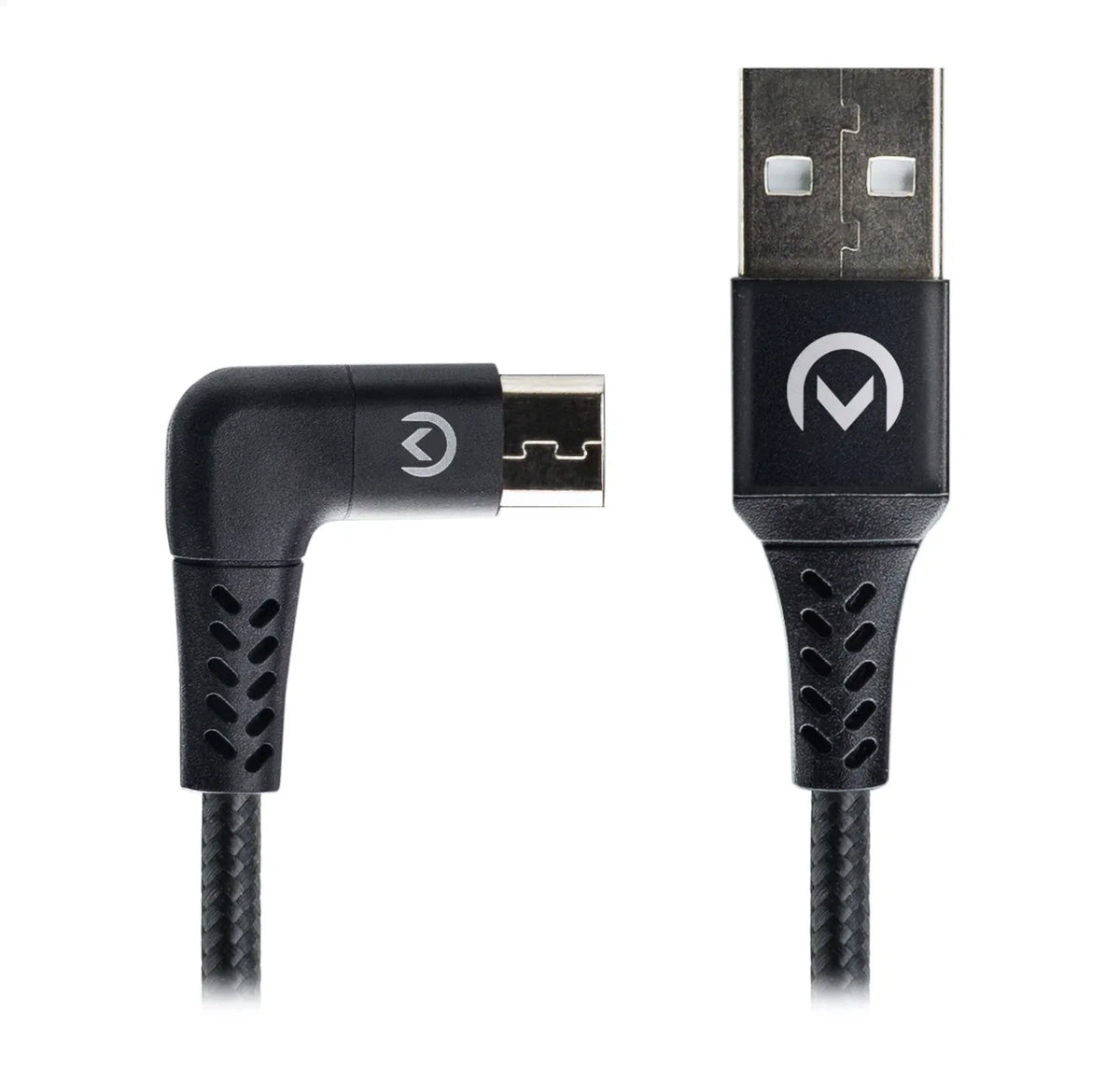 Mobilize Strong Nylon 90° Cable Micro Usb 1.5M. 12W Black - Essentify