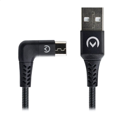 Mobilize Strong Nylon 90° Cable Micro Usb 1.5M. 12W Black - Essentify