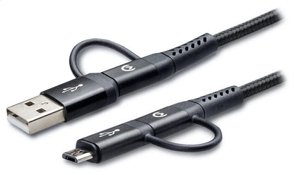 Mobilize Strong Nylon Cable 4In1 Usb, Usb-C To Micro Usb, Usb-C 1.5M Black - Essentify