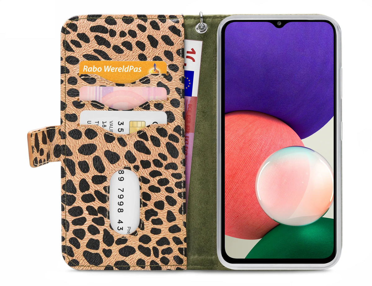 Mobilize 2In1 Magnet Zipper Case Samsung Galaxy A22 5G Olive/Leopard - Essentify