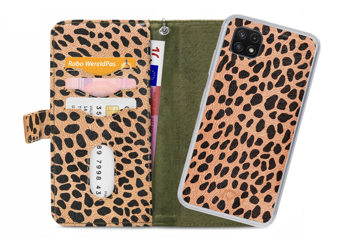 Mobilize 2In1 Magnet Zipper Case Samsung Galaxy A22 5G Olive/Leopard - Essentify