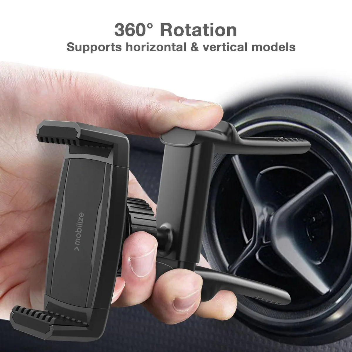 Mobilize Universal Car Holder For Round Air Vent Black - Essentify