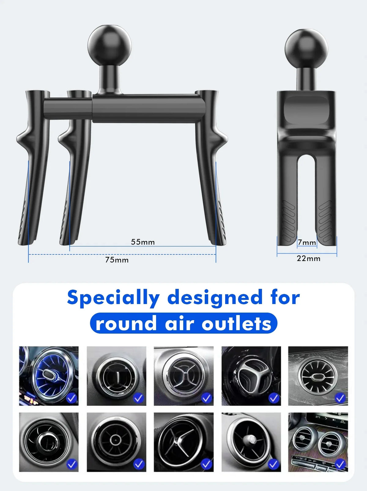 Mobilize Universal Car Holder For Round Air Vent Black - Essentify