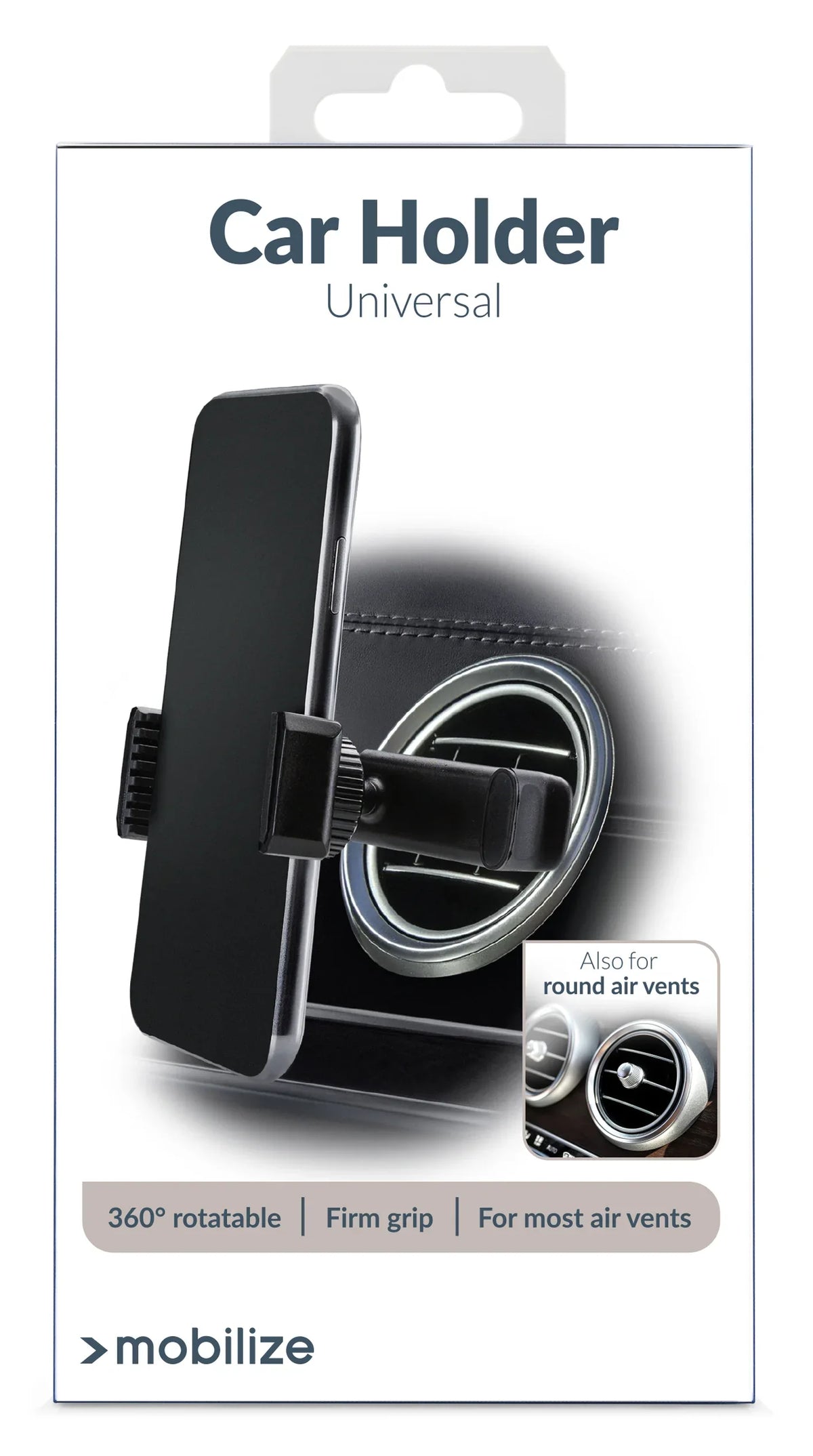 Mobilize Universal Car Holder For Round Air Vent Black - Essentify