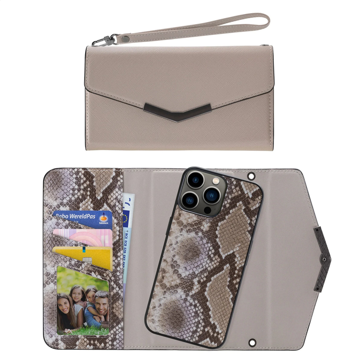 Mobilize 2In1 Elegant Magnet Clutch Apple Iphone 13 Pro Beige Snake - Essentify