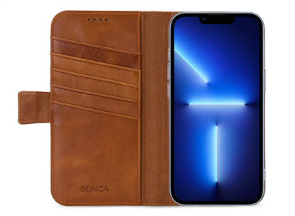 Senza Desire Leather Wallet Apple Iphone 13 Pro Burned Cognac - Essentify