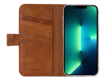 Senza Desire Leather Wallet Apple Iphone 13 Pro Max Burned Cognac - Essentify