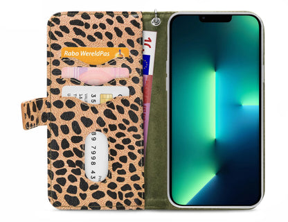 Mobilize 2In1 Magnet Zipper Case Apple Iphone 13 Pro Max Olive/Leopard - Essentify